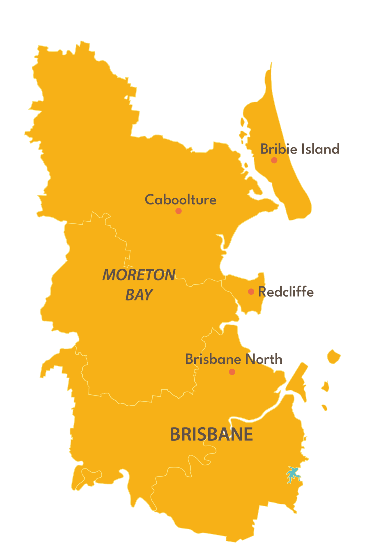Map of Brisbane and Moreton Bay regions, highlighting Caboolture, Redcliffe, Brisbane North, and Bribie Island.